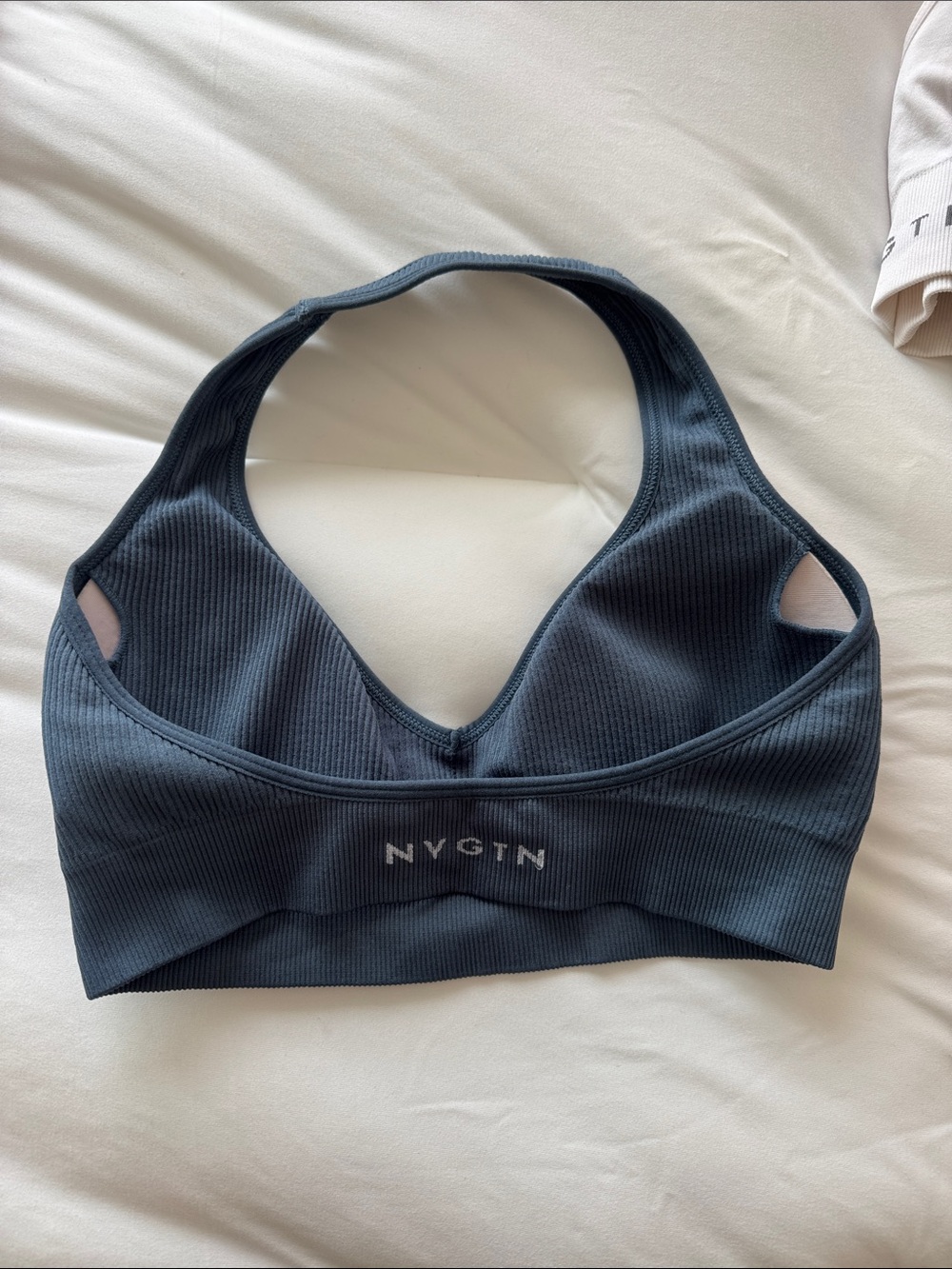 NVGTN ribbed dark blue halter sports bra - Picture 2 of 2